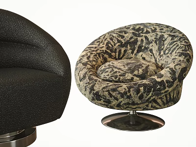 Modern Leisure Chairs With Black Textured And Patterned Swivel Base Design 3d model