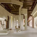 Modern Clothing Store Interior With Hanging Racks Mannequins And Warm Lighting