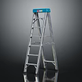 Heavy Duty Aluminum Folding Ladder With Blue Top Platform For Home Industrial Use