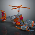 Colorful Building Blocks Helicopter Model With Assembled Rotor And Landing Gear