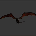 Gray Body Dragon Model With Red Wings In Flying Pose On Gray Background 3d model