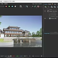 Traditional Chinese Stone Bridge Linking Ancient Style Buildings Over Scenic Water With Lush Greenery