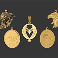 Gold Eagle Head Jewelry Pendants With Round And Heart Shaped Designs