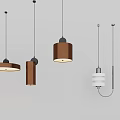 Modern Pendant Lights With Various Designs Wooden Cylindrical And White Circular Shapes 3d model