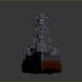 Detailed Military Battleship Weapon Model With Gray Hull And Red Bottom Design
