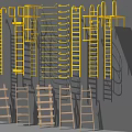 Yellow Metal Stairs And Wooden Ladders With Various Step Structures And Designs