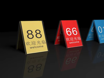 Colorful Triangular Commercial Business Signs With Numbers And Welcome Messages 3d model