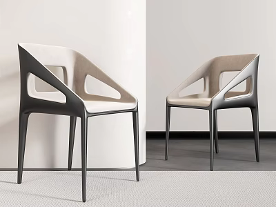 Contemporary Leisure Chair With Black Frame And Light Colored Geometric Backrest Design 3d model