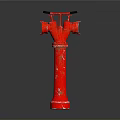 Red Metal Fire Hydrant With Decorative Details And Top Handles