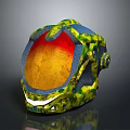 Futuristic Sci Fi Helmet Design With Green Yellow Mesh Patterns And Transparent Visor