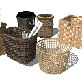 Woven Storage Baskets Assorted Sizes and Various Shapes with Lids for Home Organization 3d model