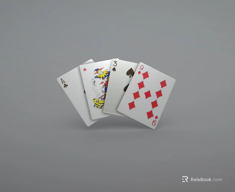 Playing Cards With Ace King And Six Of Different Suits Displayed 3d model 