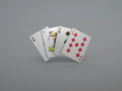 Playing Cards With Ace King And Six Of Different Suits Displayed 3d model