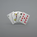 Playing Cards With Ace King And Six Of Different Suits Displayed