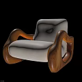 Elegant Modern Single Sofa Design With Cream Fabric Wooden Curved Arms And Minimalist Style