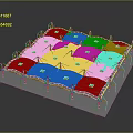 Recreational Square Netted Trampoline Play Equipment With Yellow Frames And White Surface
