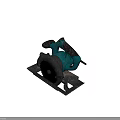 Green Electric Circular Saw As Industrial Cutting Equipment With Ergonomic Handle And Metal Base
