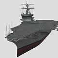 Large Military Aircraft Carrier Warship With Long Flight Deck And Tall Superstructure