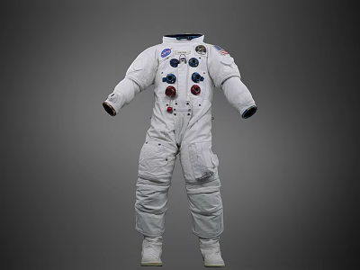 Full Body Astronaut Human White Spacesuit With NASA Logo Buttons And Badges 3d model