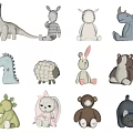 Adorable Stuffed Animal Plush Toys With Various Soft Color Designs For Kids