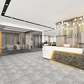 Modern Public Office Space With Yellow Benches Desks Chairs And Green Plants