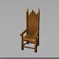 Rustic Wooden Chair With Pointed Top Backrest And Armrests In Brown Finish
