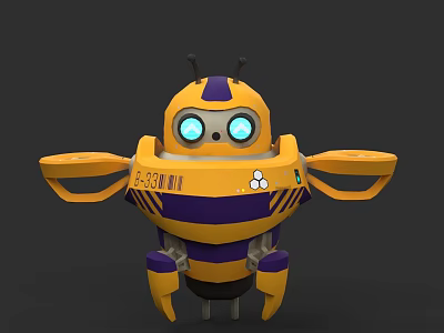 Game and Movie Character With Yellow Purple Design Blue Eyes Antennas Number 6038 3d model
