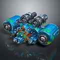 Detailed Blue Mechanical Device Featuring Multiple Wheels Sensors Intricate Structure And Components 3d model