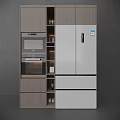 Modern Kitchen Sideboard Cabinet With Wooden And Silver Panels Drawers Storage Design