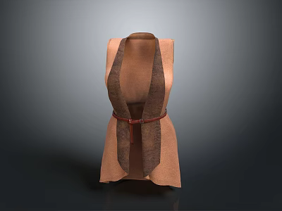 Comfortable Brown Beige Soft Fabric Casual Vest With Leather Belt For Daily Home Use 3d model