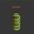 Colorful Stacked Household Storage Container With Floral Patterns And Metal Handle