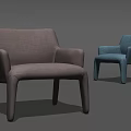 Modern Two Dining Chairs With Gray And Light Blue Upholstery And Armrest Design