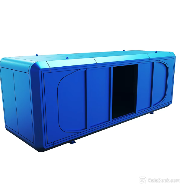 Blue Plastic Storage Cabinet With Multiple Doors And Open Compartment Design 3d model 