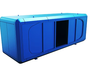 Blue Plastic Storage Cabinet With Multiple Doors And Open Compartment Design 3d model