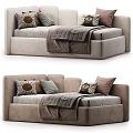 Cozy Modern Kids Bed With Soft Cushions And Warm Gray Blanket Design