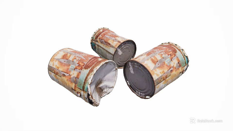 Rusty Industrial Metal Drums Showing Signs Of Wear And Corrosion 3d model 