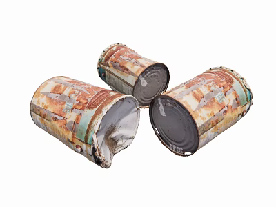 Rusty Industrial Metal Drums Showing Signs Of Wear And Corrosion 3d model