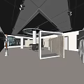 Modern Clothing Store Interior With Fitting Rooms Chairs And Central Column