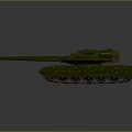 Green Military Tank Vehicle With Long Cannon And Heavy Tracks Design
