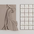 Modern Interior Wall Decor With 3D Pleated Design And White Grid Geometric Patterns 3d model