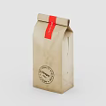 Premium Coffee Packaging in Brown Paper Bag with Red Label and Circular Stamp