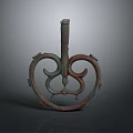 Antique Bronze Household Decorative Item With Curved Ring Design And Central Column