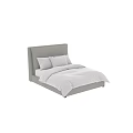 Modern Double Bed with Light Gray Upholstered Headboard White Sheets and Pillows 3d model