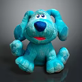 Cute Blue Plush Dog Doll With Big Ears Blue Nose And Red Mouth