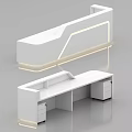 Sleek Modern White Office Desk Design With Blue LED Lights And Drawers
