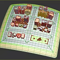 Modern Urban City Model With Colorful Buildings Streets And Green Areas