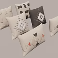 Stylish Decorative Pillows With Geometric Patterns Neutral Beige Gray Tones And Abstract Shapes