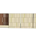 Modern Building Exterior Wall Design With Wooden Strips Beige Panels And Yellow Accents