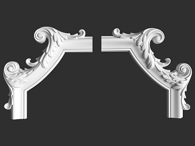 White Decorative Corner Molding With Ornate Scroll Patterns And Intricate Carvings 3d model