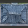 Traditional Chinese Architectural Model Featuring Blue Roof Red Pillars Yellow Decorations And Multi layered Base Platform